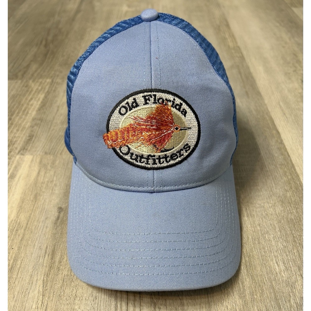 Old Florida Outfitters SIMMS Trucker Cap Hat Blue Mesh Outdoor Gear Fishing